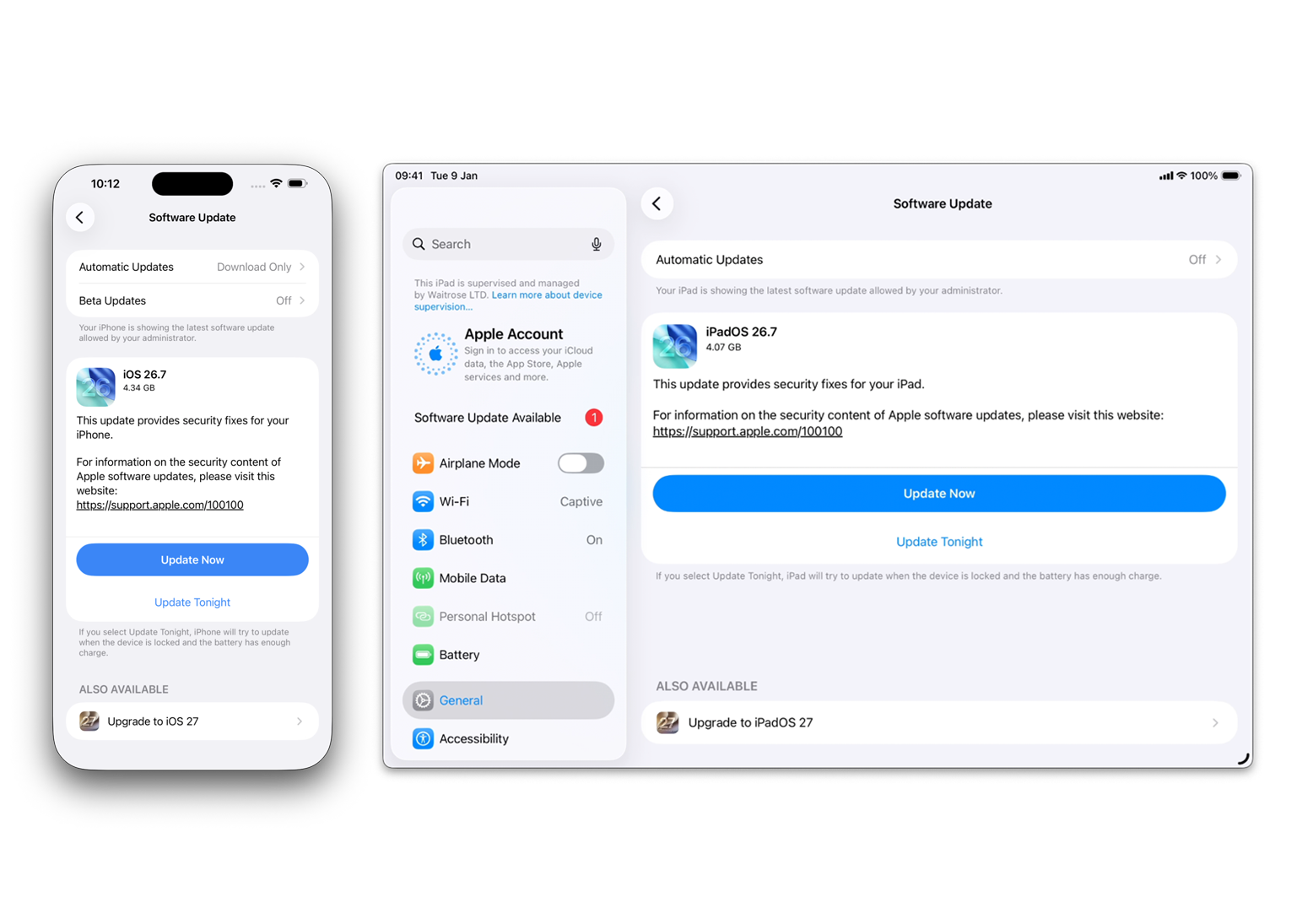 Software updates offered to iPhone and iPad